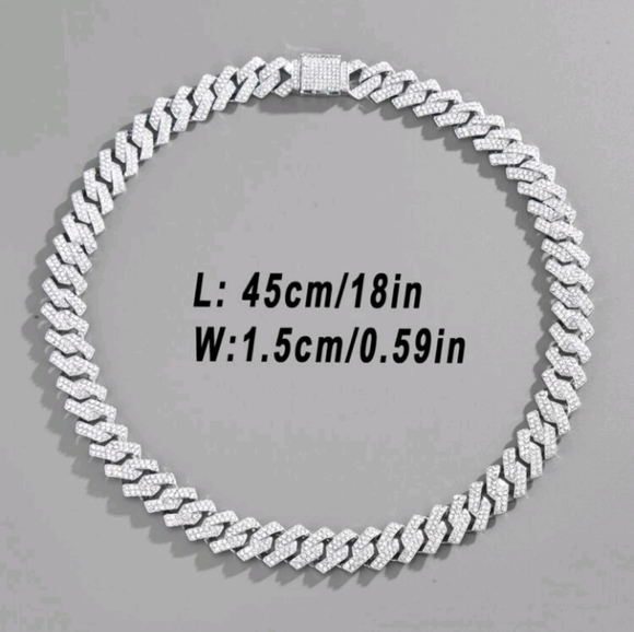 Silver Cuban necklace - Picture 2 of 2